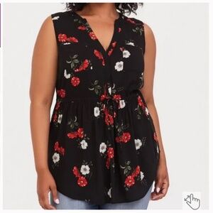 Torrid Emma Babydoll Challis Tunic Top Size 00X